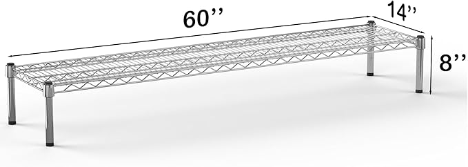 14''W x 60''L x 8''H Chrome Plated Wire Dunnage Rack | Off The Floor Storage - Image 3