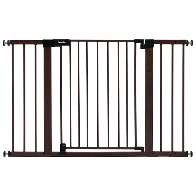 BABELIO Baby Gate with Black Wood Pattern, 29-48 Inch Auto Close Dog Gate by BABELIO