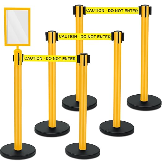 Therwen 6 Pack Heavy Duty Crowd Control Stanchions 9.8 ft Stainless Steel by Therwen