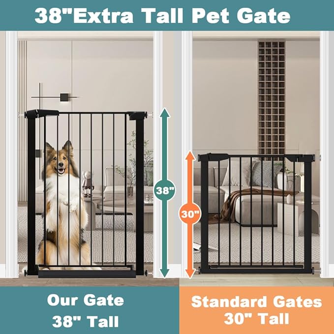 38.5" Extra Tall Dog Gate 76.38"-79.13" Wide - Image 3
