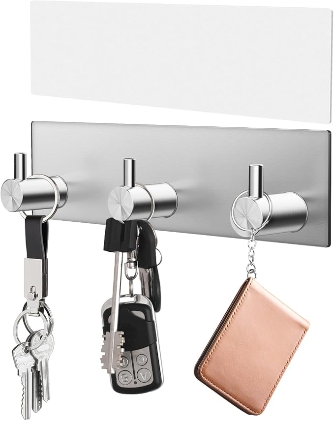 VIS'V Key Holder Wall Mount, Small Metal Self Adhesive Key Hanger by VISV