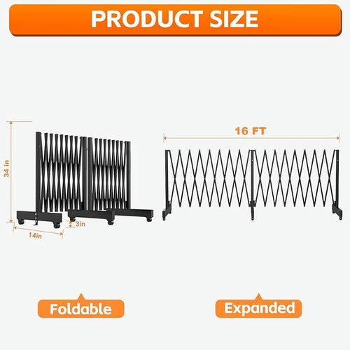16 FT Industrial Metal Expandable Barricade，Retractable Traffic Fence - Image 2