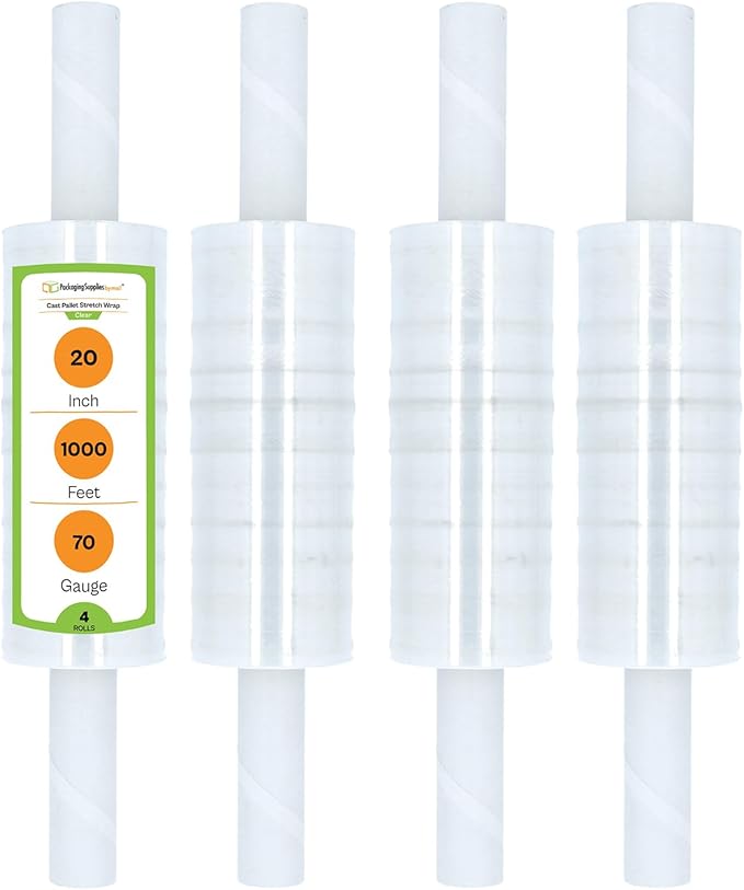 PSBM 4 Rolls 20 Inch x 1000 Feet 70 Gauge Stretch Wrap by PackagingSuppliesbymail