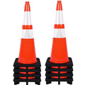 Traffic Cones 28 inch PVC Orange 8 Pack Heavy Duty Black Base Construction by StrLon