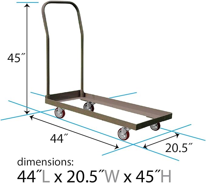 TentandTable Tan Folding Chair Cart Rolling Push Dolly, Commercial Grade Steel - Image 2