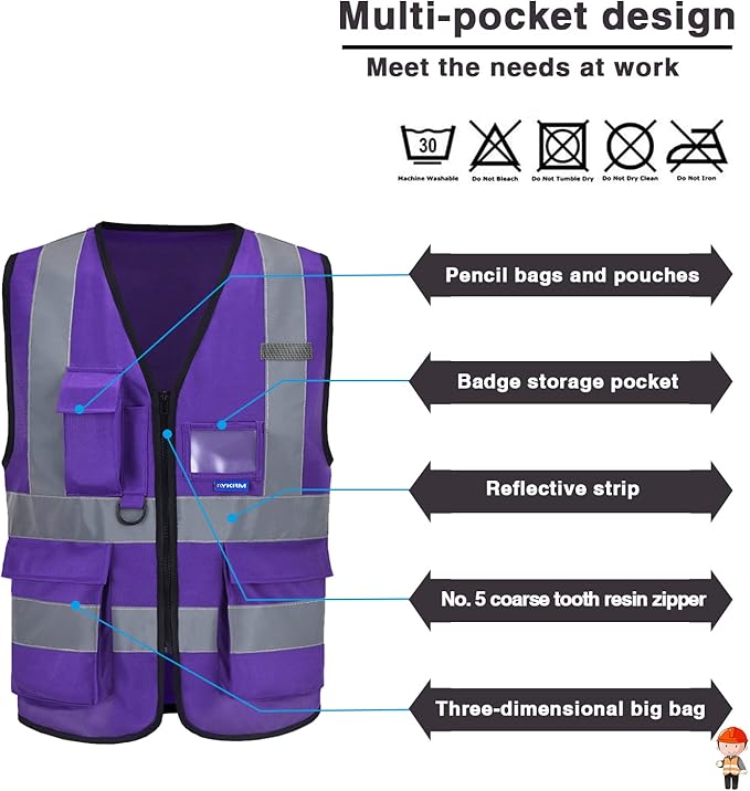A-SAFETY Purple Reflective Safety Vest - Image 3