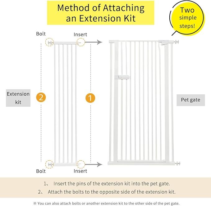 Lumizone Extra Tall Cat Gate Extension Kit 55.12" High Pressure Mounted 2025 - Image 2