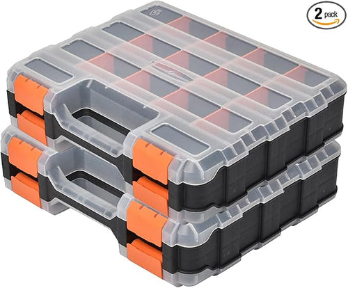 2 Pack Small Parts Organizer, 34-Compartments Hardware Organizer Box, Double by WINYING