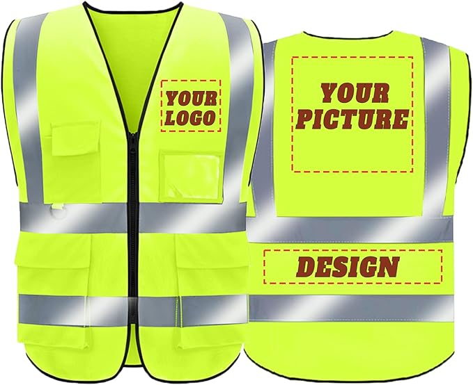 BeautyWill Custom Safety Vest Logo Class 2 High Visibility Reflevtive Vest by BeautyWill