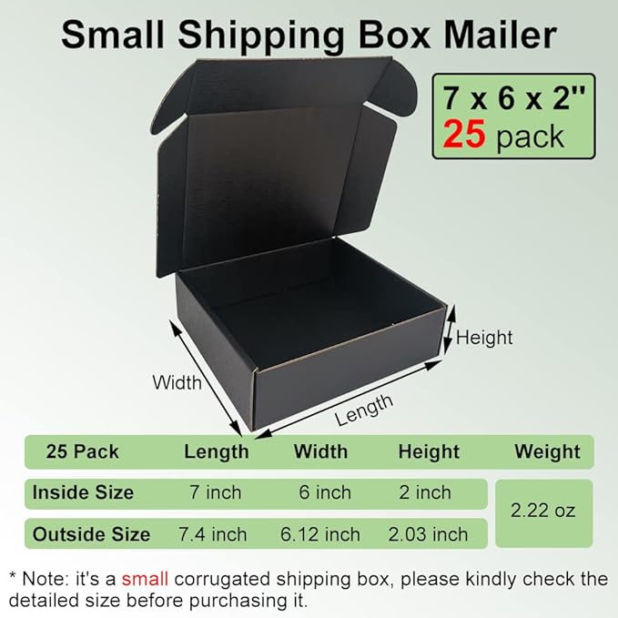 25 Pack 7x6x2'' Small Shipping Boxes - Image 2