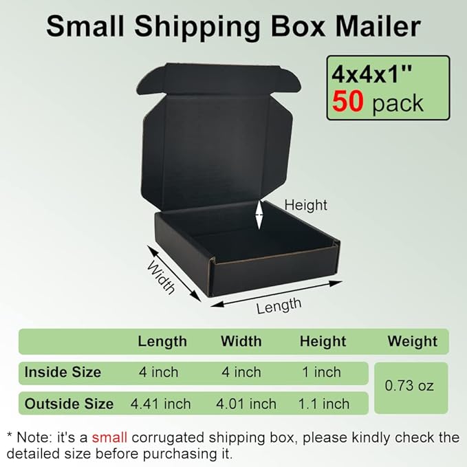 50 Pack 4x4x1'' Small Shipping Boxes - Image 2