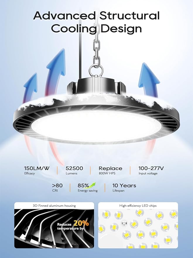 350W UFO LED High Bay Light, 8 Pack Super Bright High Bay Led Shop Lights - Image 2