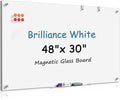 MaxGear Glass White Boards 48x30 Inches, Briliance White Wall Mounted Magnetic by MaxGear