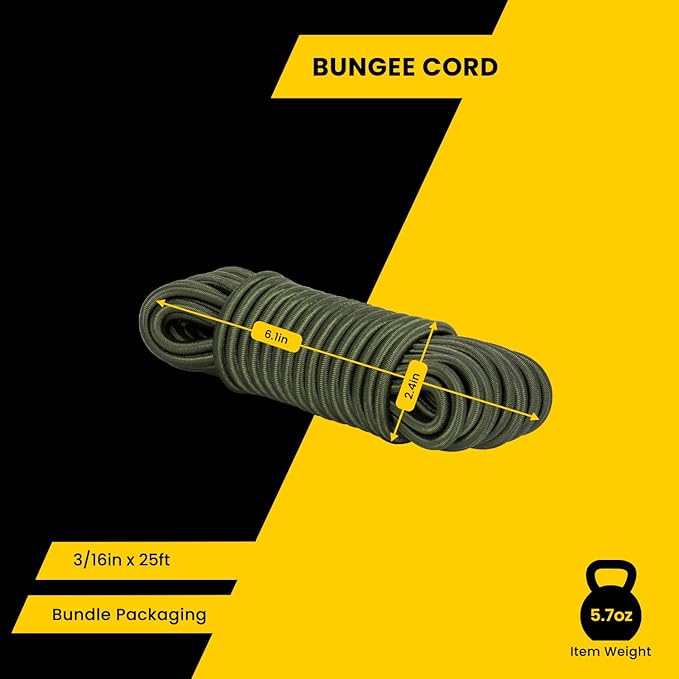 Bungee Cord Elastic Shock Cord 3/16" x 25' Bungee Rope - Image 2