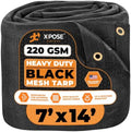 Xpose Safety Heavy Duty Mesh Tarp 7' x 14' – Multipurpose Black Protective Cover with Air Flow - Use for Tie Downs, Shade, Fences, Canopies, Dump Trucks – Weather and Tear Resistant by XposeSafety
