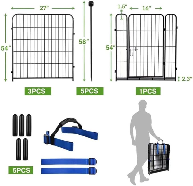 ADAVIN Tall Garden Fence Wide Door Low Threshold, 54 inch High 4 Panels Total - Image 4