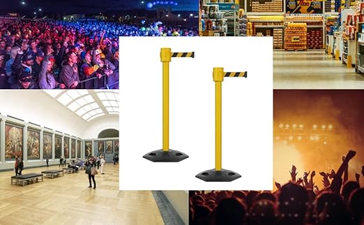 Montour Line MSR760 Set of 2 Retractable Belt Barrier Stanchion, Rubber Base - Image 4