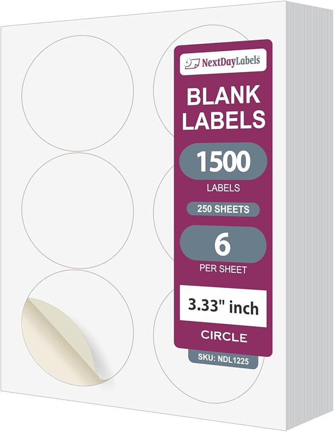 NextDayLabels - 3.33 Inch Round Stickers by NextDayLabels