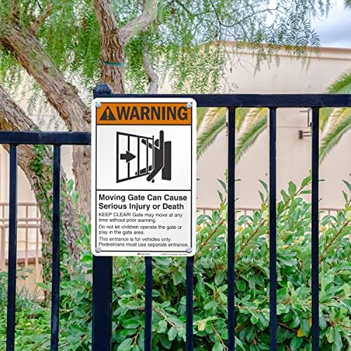 SmartSign 18 x 12 inch “Warning - Moving Gate Can Cause Injury Or Death” Sign, 63 mil Aluminum, 3M Laminated Engineer Grade Reflective Material, Black, White and Orange, Made in USA - Image 3
