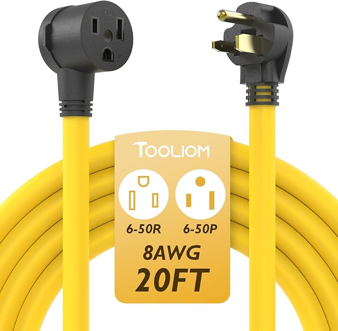 TOOLIOM Welder Extension Cord 8AWG 20FT 6-50P to 6-50R Heavy Duty Power by TOOLIOM