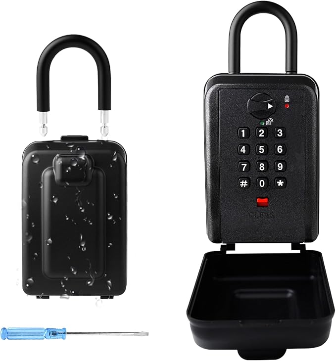 Key Lock Box, 12-Digit Code, Weatherproof Wall Mount, Large Capacity 5-8 Keys by Unknown