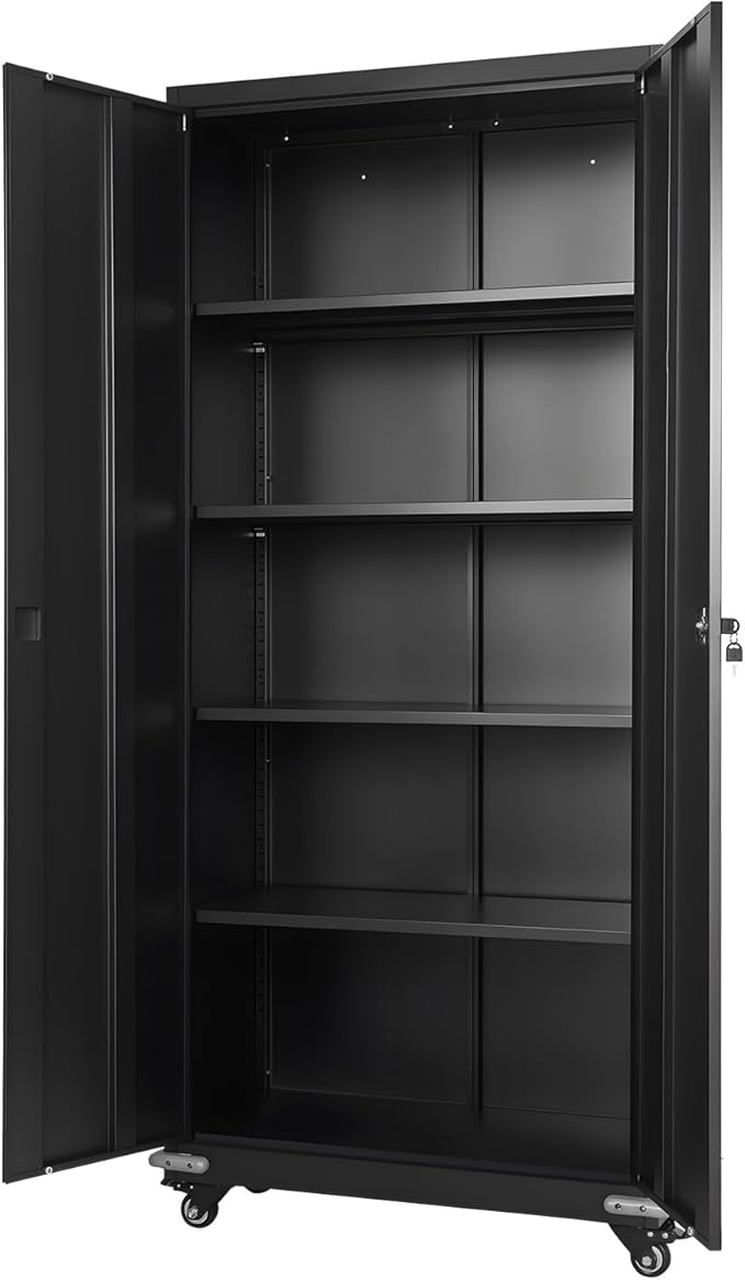 VEVOR Metal Storage Cabinet, 72.6 in Rolling Steel Garage Cabinet - Image 9