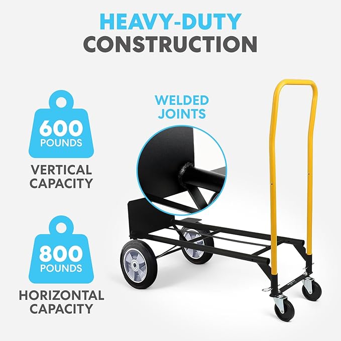 SIMPLI-Magic 2 in 1 Convertible Hand Truck and Dolly, 800LBS – Heavy-Duty - Image 3