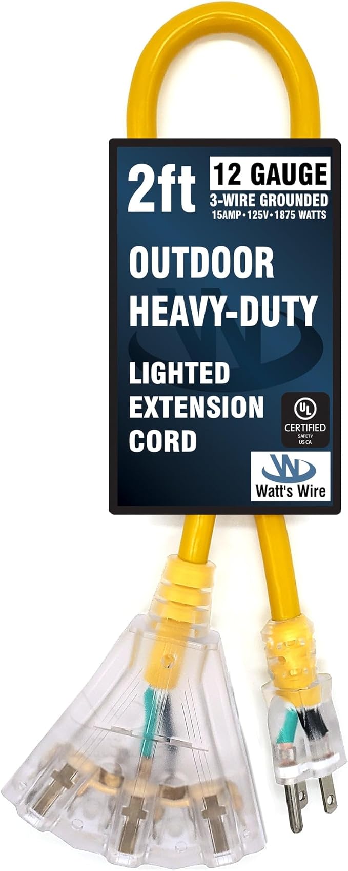 2 ft Short Outdoor Extension Cord Waterproof - Image 6