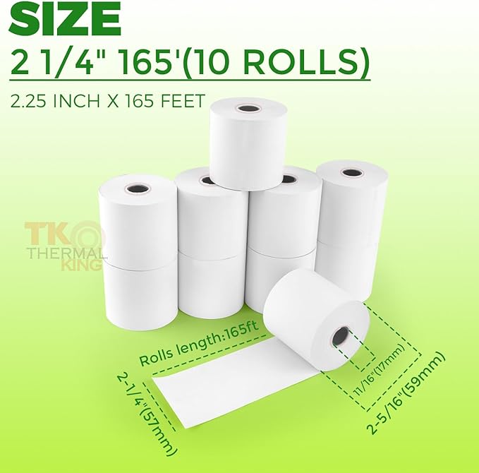 2 1/4" x 165' Thermal Paper, POS Receipt Paper - Image 2