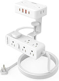 Dual Layer Desk Clamp Power Strip（White）, Desktop Edge Mount Charging Station by HOPOW