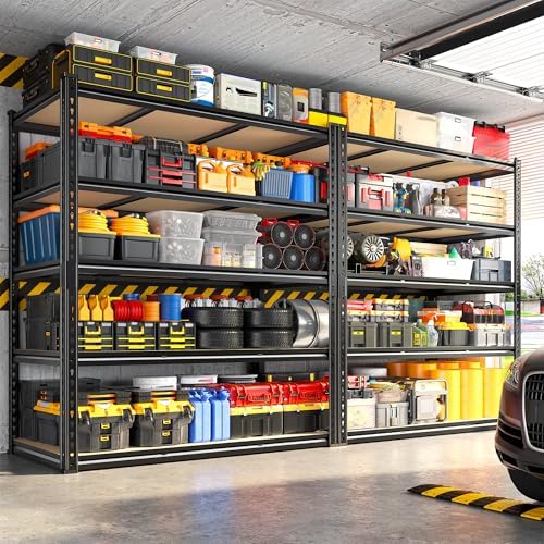 REIBII 48" W Garage Shelving 3080LBS Storage Shelves 5 Tier Industrial Shelving Adjustable Metal Storage Shelves for Garage, Basement, Warehouse, Commercial, Easy Assemble, 48" W x 72" H x 24" D, 4PC - Image 2
