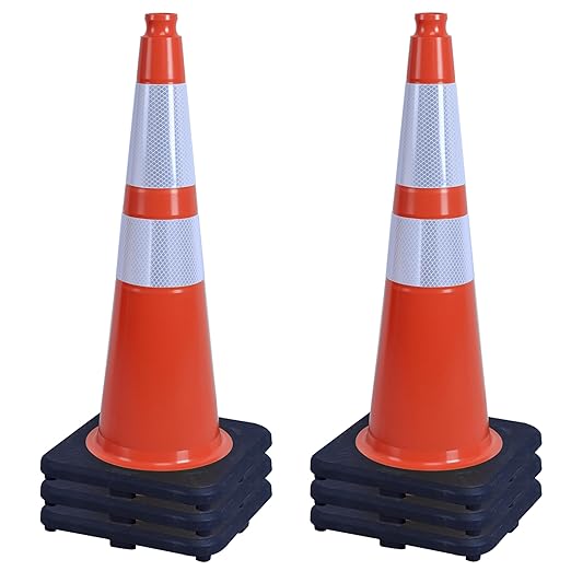 OrangeStar 6-Pack 28" Traffic Cones, Weighted Rubber Base by OrangeStar