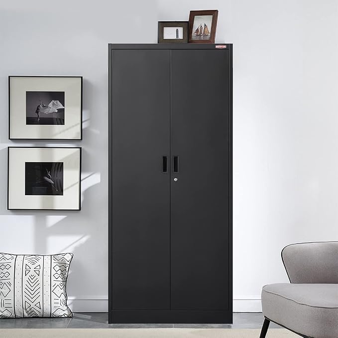 BESFUR Metal Storage Cabinet, Adjustable Shelves and Locking Doors - Image 2