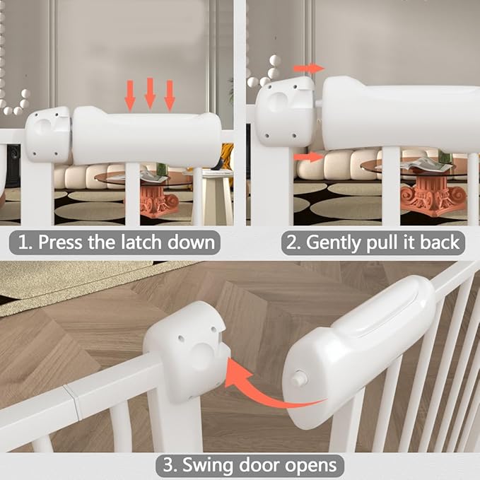 Baby Gate for Doorways Stairs Hallway 76.3-81.1 Inch Wide, Walk Through Child - Image 3