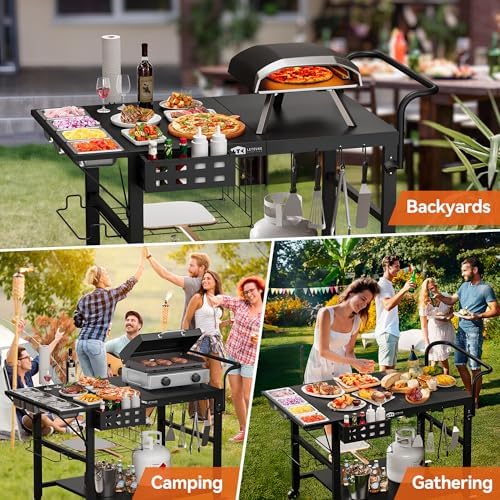Pizza Oven Table Stand, Outdoor Grill Cart Table for Ninja Ooni Blackstone - Image 6