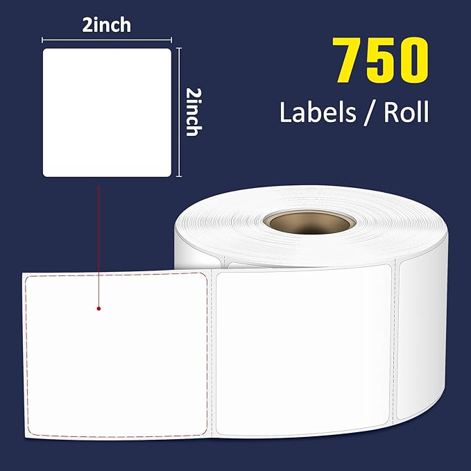 L LIKED 2" x 2" Direct Square Thermal Labels, Perforated QR Code and Barcode - Image 2