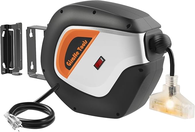 Giraffe Tools Retractable Power Cord Reel, 50ft 12AWG/3C SJT Heavy Duty by GiraffeTools