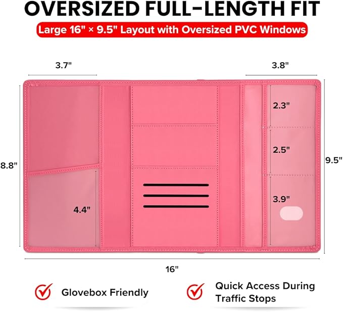 LINTRU Car Registration and Insurance Holder Trifold, Oversized Fit - Image 2