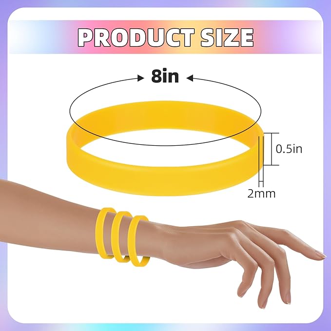 100 Pieces Rubber Bands For Silicone Bracelets, Bulk Plain Stretch Sports - Image 3