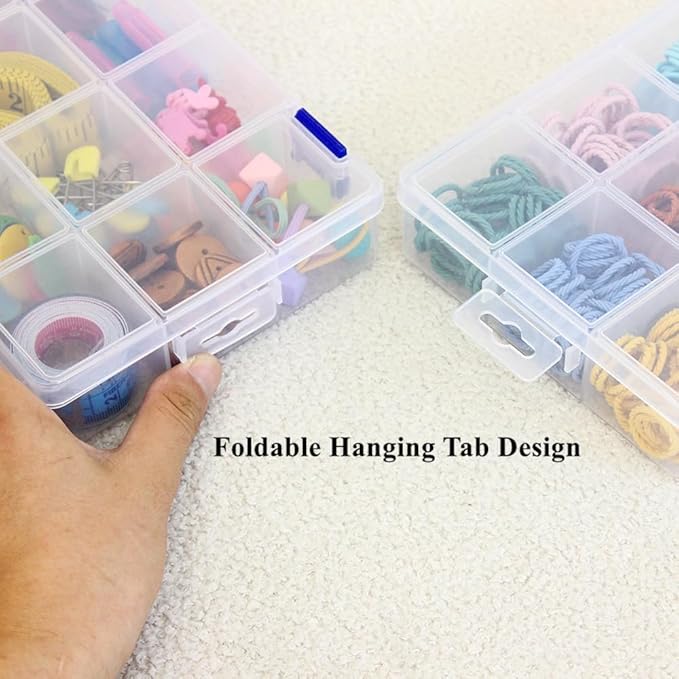 BangQiao 6 Pack Fixed 12 Grids Clear Plastic Storage Divider Box - Image 7
