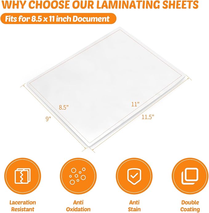 Thermal Laminating Pouches 9"x11.5" Inches, Holds 8.5 x 11 Inch Sheets - Image 2