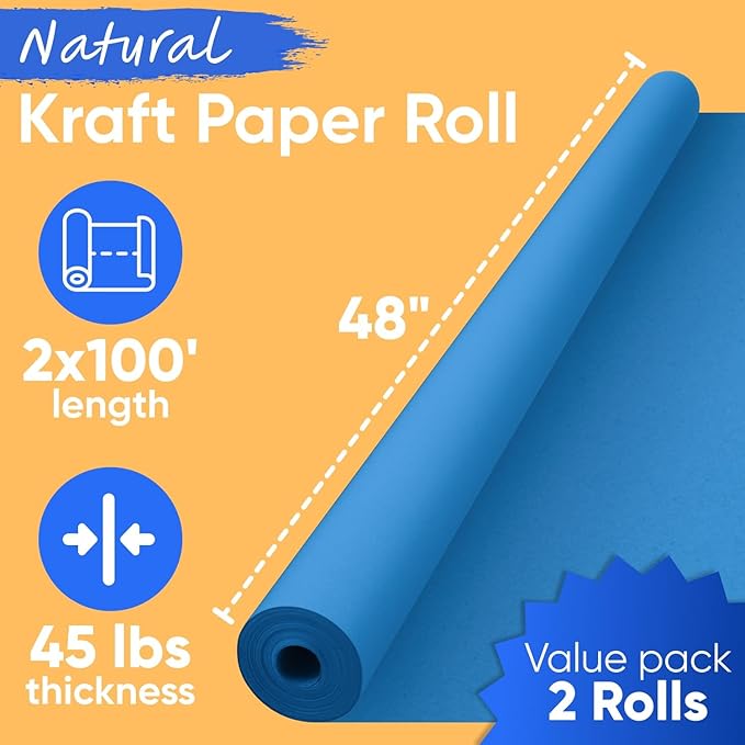 48" x 1200" Dark Blue Kraft Paper Roll, 45 lbs Thickness, Made in USA Colored - Image 3