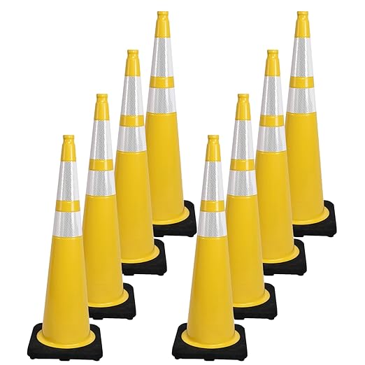 8 Pack 36 Inch Yellow Traffic Cones by OranclUS