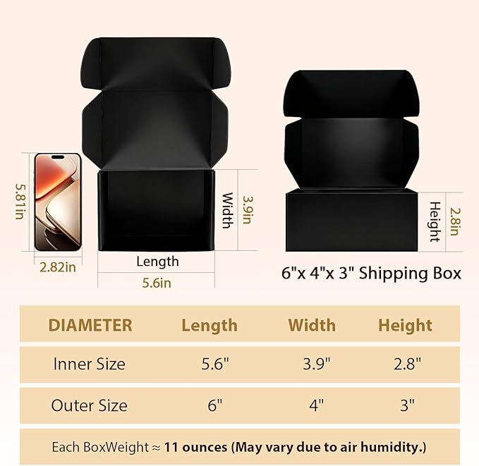 6x4x3 inches Shipping Boxes Set of 25, Small Corrugated Cardboard Box, - Image 3