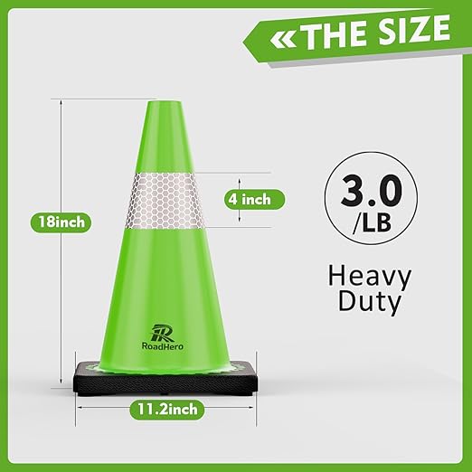 RoadHero 8 Pack Traffic Safety Cones 18 Inch - Image 2