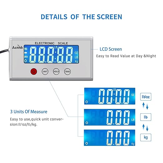 Digital Shipping Scales 440 pounds, Stainless Steel Heavy Duty Postal Scale - Image 4