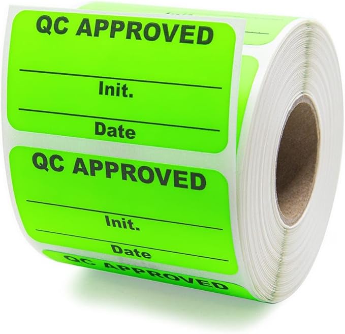 QC Approved Quality Control Labels, Bright Green, 500 Labels per Roll, - Image 4