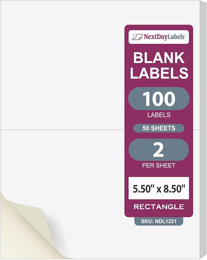 NextDayLabels – 8-1/2" x 5-1/2" Rectangular Sticker Labels by NextDayLabels