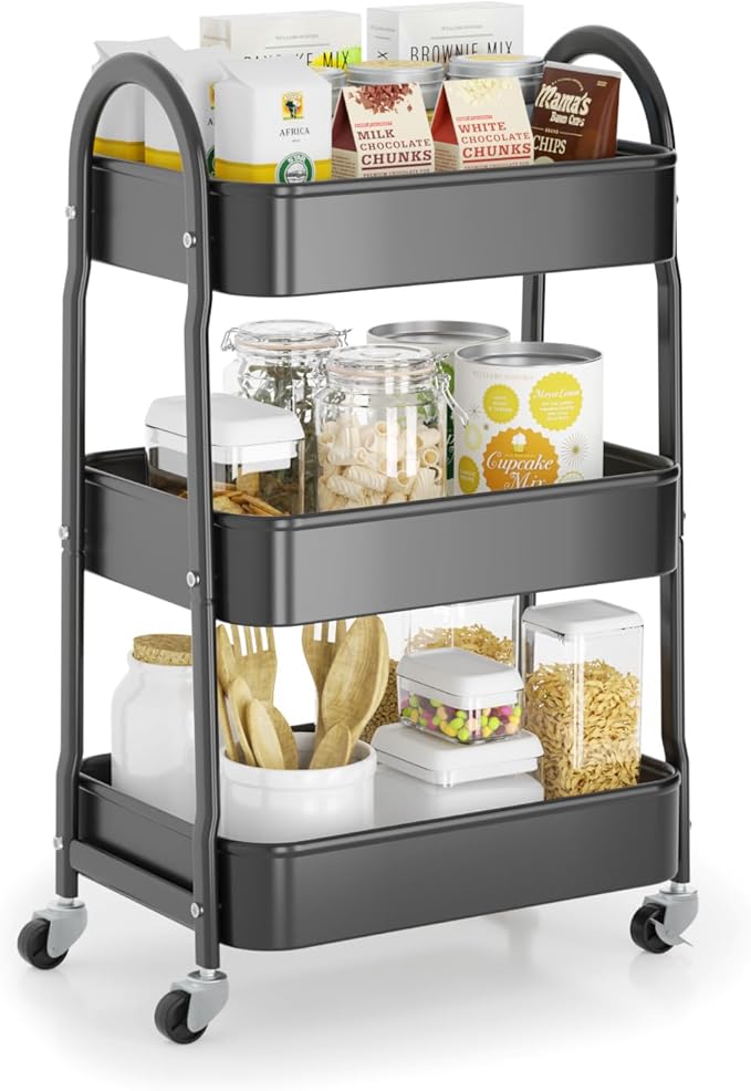 EAGMAK 3 Tier Rolling Cart Under Desk, Metal Storage Cart by Eagmak