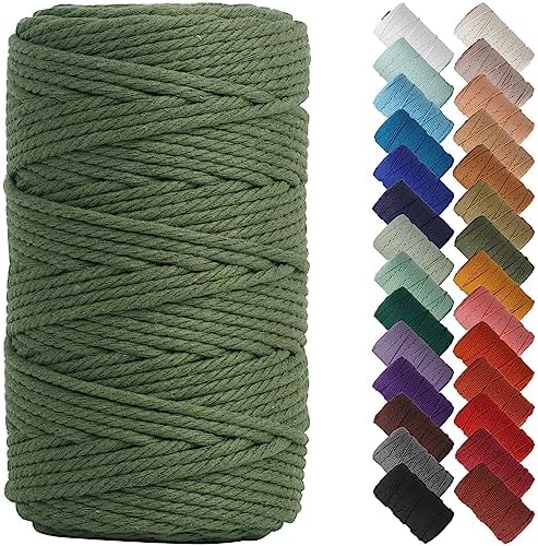 NOANTA Olive Green Macrame Cord 4mm x 109yards, Cotton Rope Macrame Yarn by NOANTA